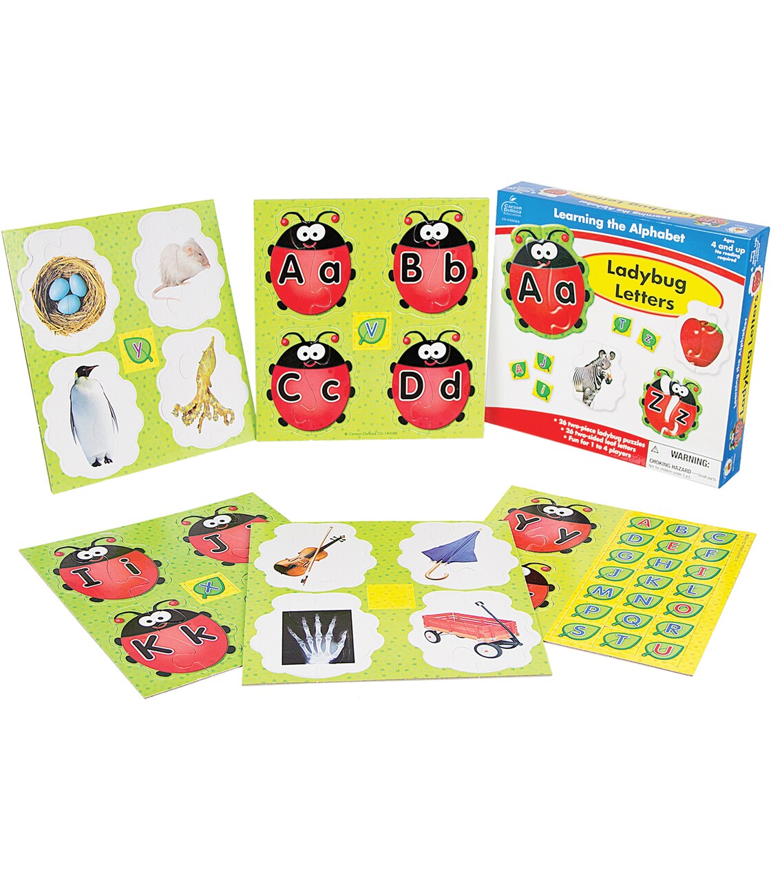 Carson Dellosa Lady Bug Letters Game, 26 2-Sided Ladybugs and Leaves Alphabet Puzzle, abc Kindergarten and Preschool Learning Activities for Toddlers Ages 4+